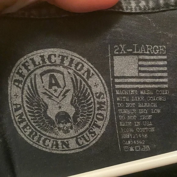 Affliction T-Shirt Black Eagle Wings Short Sleeve Motor Club 1973 2XL - Picture 2 of 5